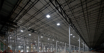 Interior ceiling view of a commercial fire sprinkler system